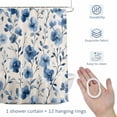 thumbnail image 4 of Spring Abstract Flower Shower Curtain for Bathroom, Blue Flowers Watercolor Waterproof Cloth Fabric Bathroom Accessories Set with 12 Rust Proof Plastic Hooks, 36"x78", 4 of 9