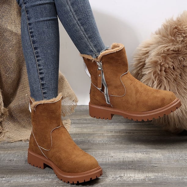 Botas de nieve de talla grande para mujer Zapatos de mujer con forro polar de invierno botas cálidas