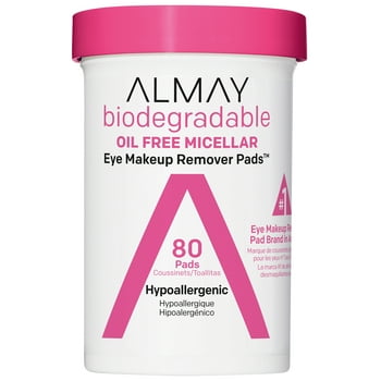 Almay Biodegradable Micellar Eye Makeup Remover Pads, - 80 count