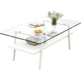 thumbnail image 3 of BISHE Rectangle Coffee Table, Tempered Glass Tabletop with Black Metal Legs, Modern Table for Living Room , Transparent Glass, 3 of 12
