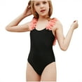 thumbnail image 3 of Fesfesfes Children Girls Swimwear Toddler Girls One-piece Swimsuit Flowers Applique Sling Swimdress Siamese Beach wear Open Back Quick Dry Monokini, 3 of 9