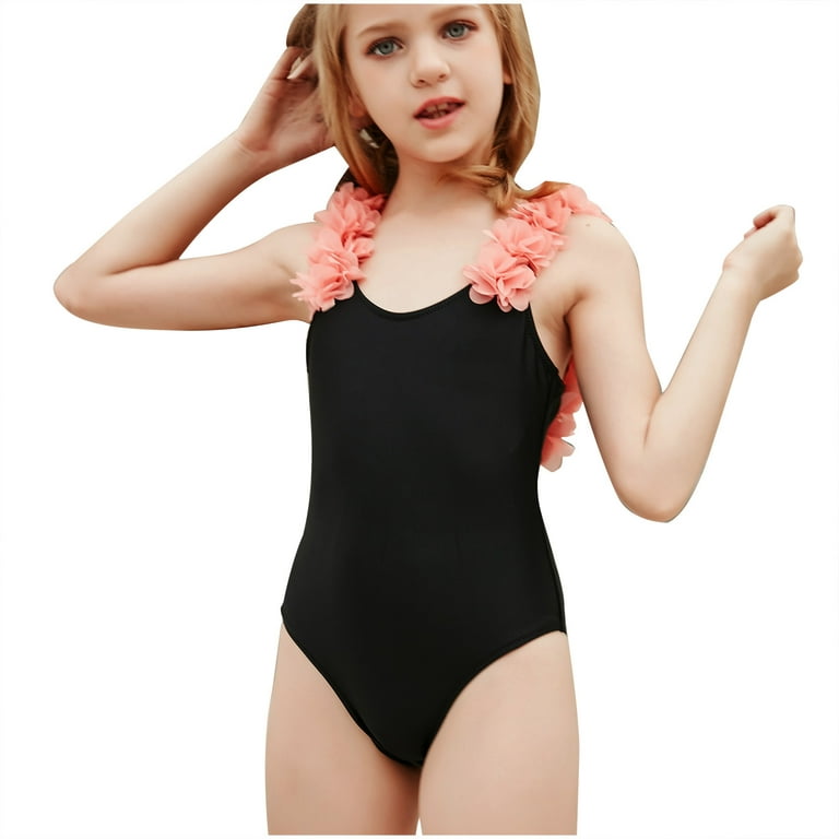Jikolililili Infant Baby Girls Swimsuit Toddler One-Piece Swimwear Beach  Bikini Solid Ruffles Bathing Suit Outfits 