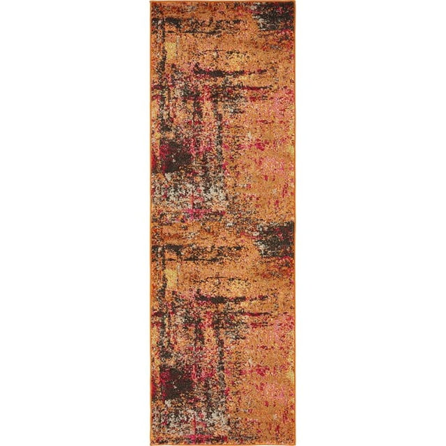 Unique Loom Estrella Dark Colors Area Rug 2' 2 x 6' 7 Runner Orange/Beige