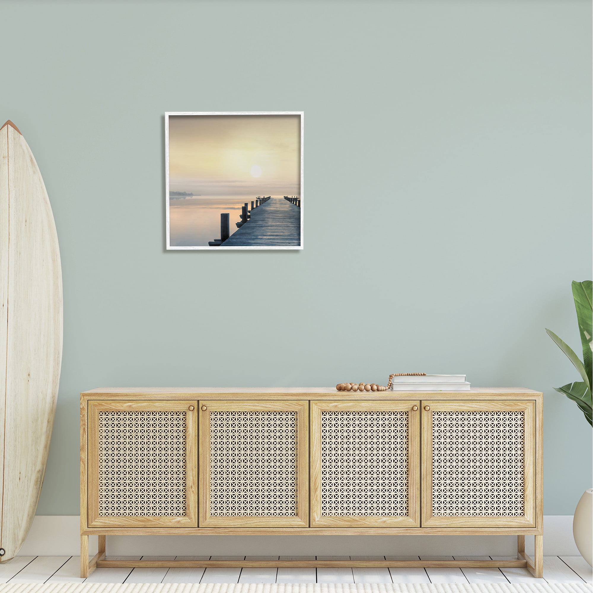 Stupell Industries Morning Dock Waterfront Sunrise Photograph White Framed Art Print Wall Art, Design by Mike Calascibetta