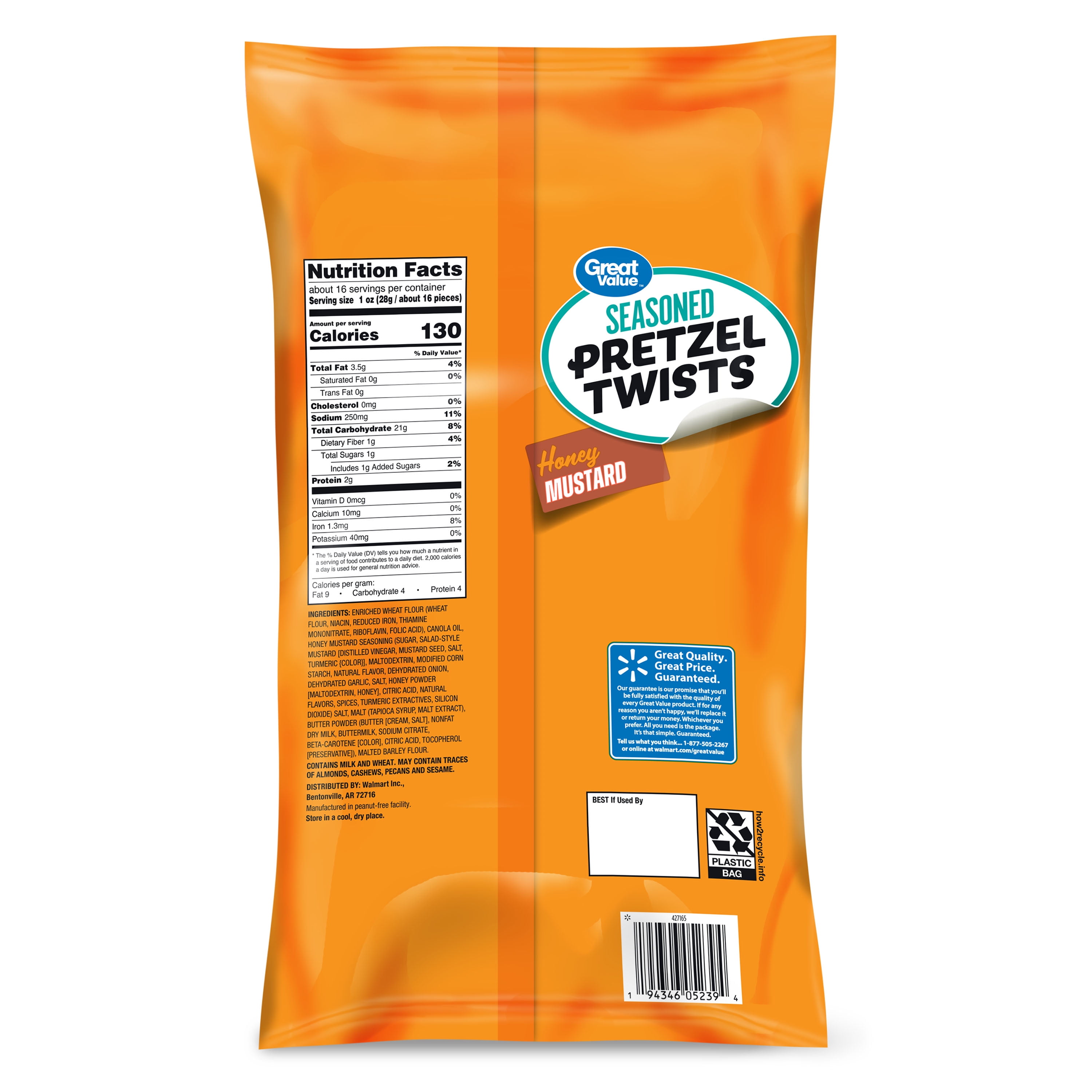 Great Value Honey Mustard Seasoned Pretzel Twists, 16 oz