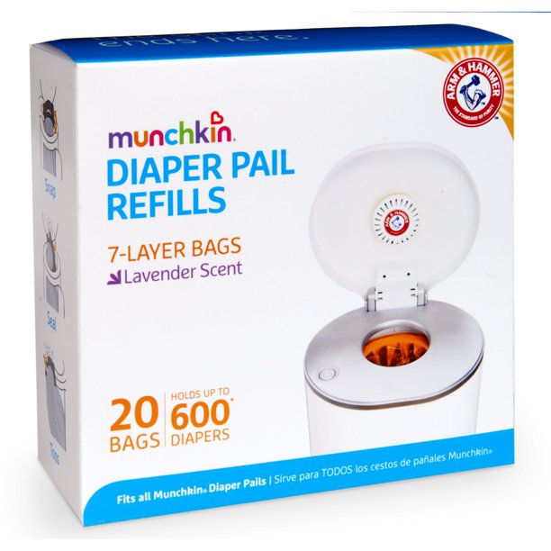 Munchkin Arm & Hammer Diaper Bag Dispenser with Bags, Lavender Scent