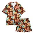 thumbnail image 2 of Elegyee Girls Thanksgiving Turkey Pajamas Satin Button Down Shirt Shorts PJs(2-13 Years), 2 of 4
