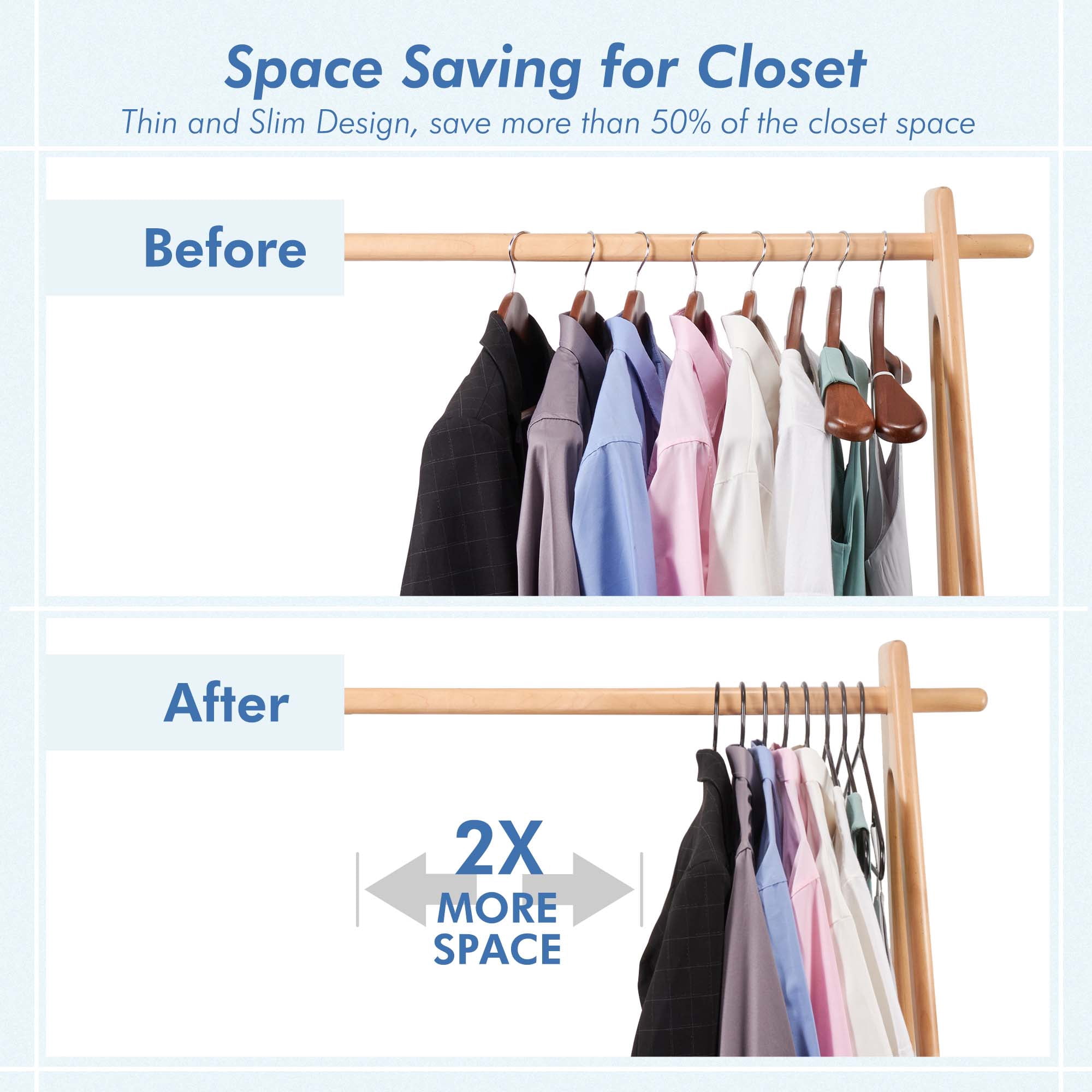 ACSTEP Plastic Clothes Hangers,100 Pack Standard Plastic Hangers,Non Slip Heavy Duty Hangers for Coats, Pants & Dress Clothes