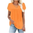 thumbnail image 4 of ZQUUVOU Women's T-Shirt Crewneck Cap Sleeve Loose T Blouses Shirts Orange (3XL), 4 of 7