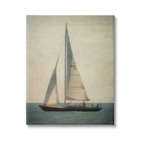 Stupell Industries Lone Sailboat People Relaxing Quiet Ocean Landscape Painting Gallery Wrapped Canvas Print Wall Art, Design by Graffitee Studios