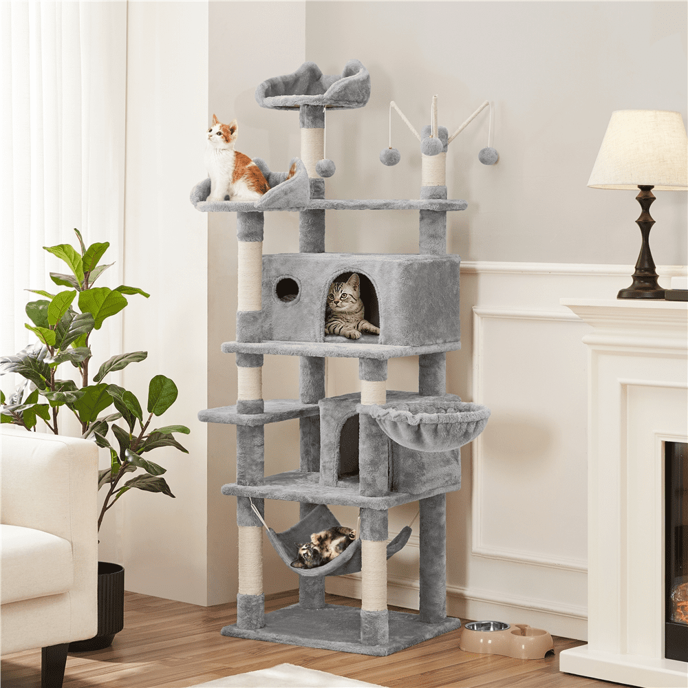 Renwick 67'' H Multi-Level Cat Tree Cat Tower with Condos, Light Gray