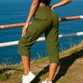 thumbnail image 7 of Khunlpohl Cargo Capri Pants for Women Hiking Outdoor Straight Leg Button Elastic Waist Cropped Pant with Multiple Pockets, 7 of 7