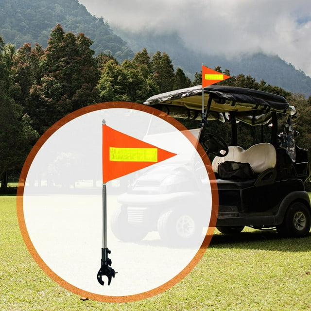 Kit de mástil para bandera de carrito de golf con reflectantes, soporte para bandera nocturna de alta visibilidad, accesorio para clubes, yates, Tapa plateada 20x30cm