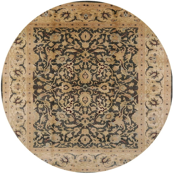 Ahgly Company Indoor Round Mid-Century Modern Brown Sand Brown Oriental Area Rugs, 7' Round