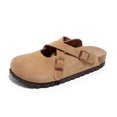 thumbnail image 2 of new women's buckle clogs and mules potato shoes cross strap sandals soft sole genuine leather slippers lazy shoes, 2 of 6