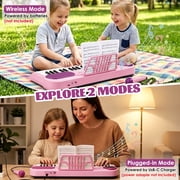 Baby Piano Toys for Kids, 37 Keys Electronic Keyboard with Microphone, Portable Piano for Toddlers, Educational Keyboard Musical Instrument Toys for Girls Boys, Pink