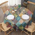 thumbnail image 3 of Round Waterproof Tablecloth 60×60 Inch, Boho Style Reusable Indoor/Outdoor Durable Table Cover for Party Kitchen Dinner Room Decor, 3 of 6