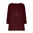 thumbnail image 4 of Lovskoo Cotton Linen Summer Tops for Women 2024 V Neck Long Sleeve Loose Slim Solid Color Top Burgundy, 4 of 9