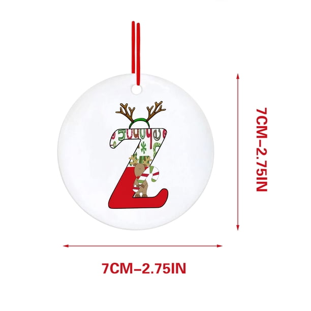 Decoraciones Del Árbol de Navidad con 26 Letras Del Alfabeto, Rojo Acrílico Fawn Colgante Ornamentos para el Hogar, Decoración Personalizada Del Árbol de Navidad para la Temporada de Vacaciones