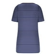 thumbnail image 3 of Lovskoo 2024 Striped Shirt Women Summer Tops Casual Scoop Neck Short Sleeve Color Block Trendy Pullover Button Up T Shirts Blouse Blue L, 3 of 5