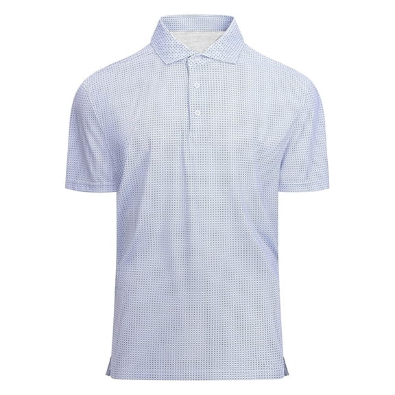 Men's Polo Shirts Short Sleeve Print Moisture Wicking Button Collared Top Classic Comfort Golf Shirts for Men A White L