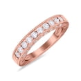 thumbnail image 7 of Rose Tone, Simulated Cubic Zirconia Size-5 Art Deco Full Eternity Stackable Band Wedding Ring 925 Sterling Silver, 7 of 7