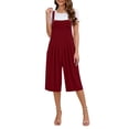 thumbnail image 4 of ZQUUVOU Women's Sleeveless Cotton Linen Overalls Wide Leg Adjustable Straps Casual Palazzo Jumpsuits with Pockets Burgundy, 4 of 6