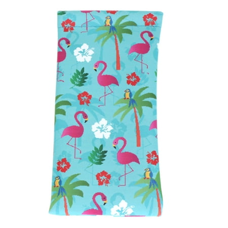 Womens Blue Flamingo Palm Tree Print Squeeze Top Sunglasses Pouch