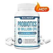 Balincer Premium Probiotics 60 Billion CFU Organic Prebiotics & Digestive Enzymes;  Formulated Probiotics for Men & Women; Shelf Stable Acidophilus 30/60/120 capsules-120capsules