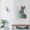 thumbnail image 4 of Nawypu  Bunny Rabbit Animal Bubble Gum Art Teal Blue Canvas Print Black and White Wall Art Home Decoration Pop Art Living Room Room Decor Nursery Ready to Hang, 4 of 5