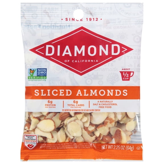 Pack of 4 Diamond of California Sliced Almonds - 2.25 oz - Package may vary