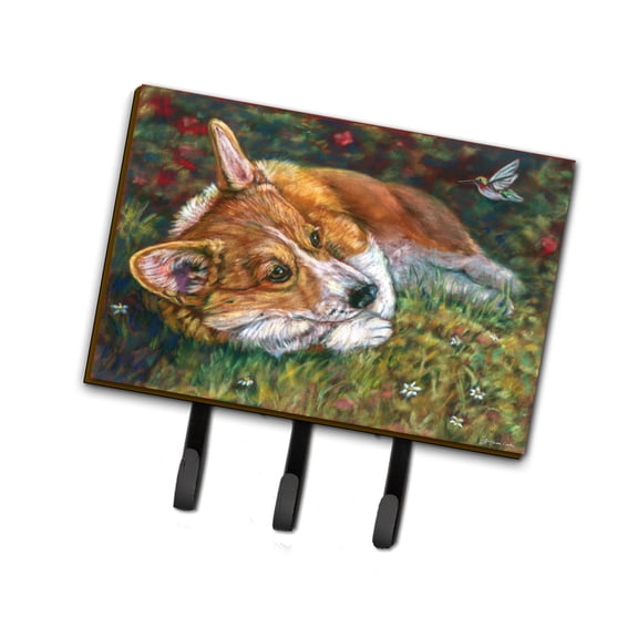 Carolines Treasures 7326TH68 Corgi Pastel Hummingbird Leash or Key Holder Triple multicolor