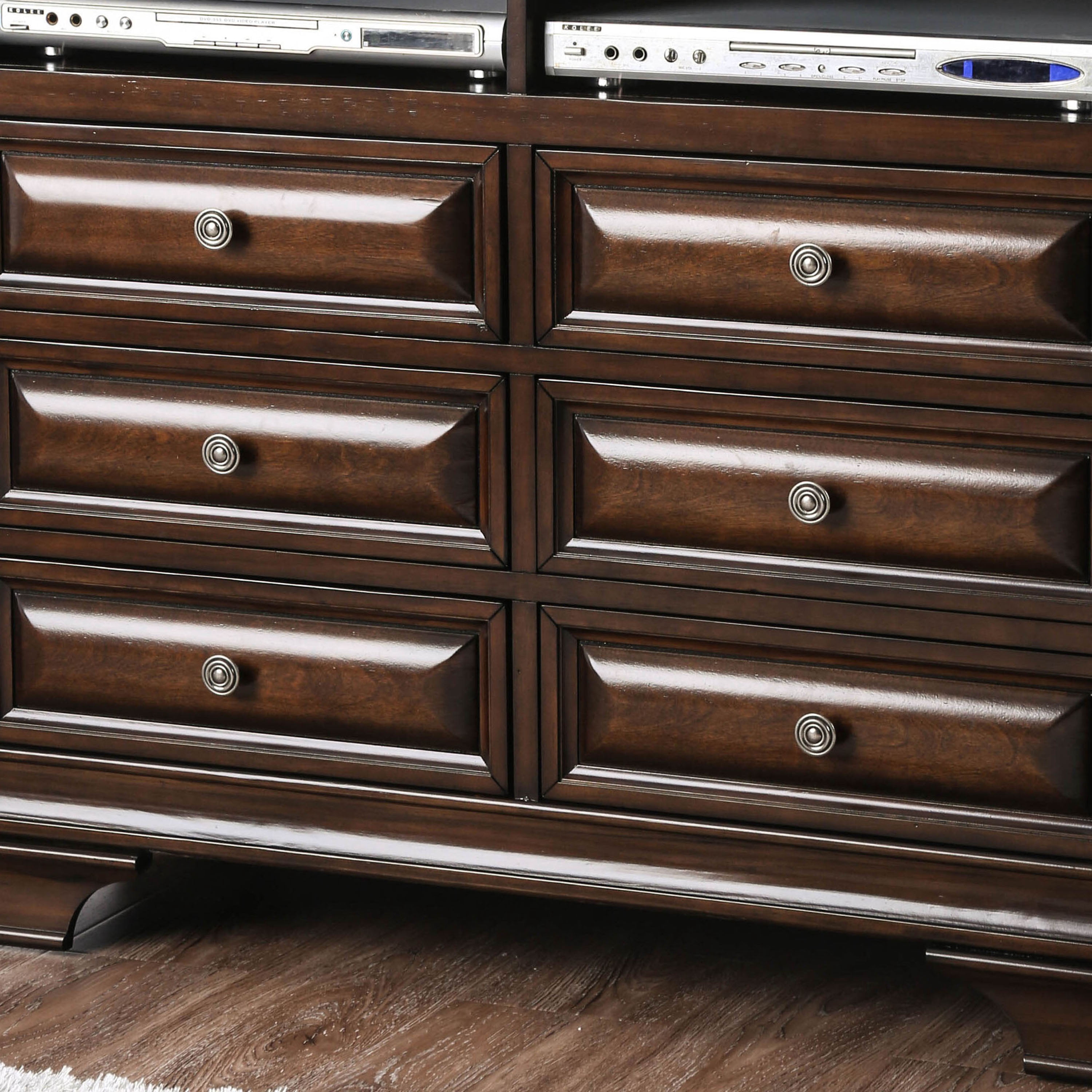 Furniture of America Damien 6-Drawer Media Chest, Brown Cherry