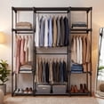 thumbnail image 2 of LEDREM Freestanding Closet Organizer with Shelves & Hanging Rods , Portable Wardrobe for Bedroom/Cloakroom , 4-Tier Storage Rack , Easy Tool-Free Assembly ,Black, 2 of 6