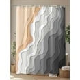 thumbnail image 4 of Fsddascl Gray Coastal Beach Shower Curtain Set - 60" x 72" Washable Bathtub Curtain with 12 Hooks, Vintage Simple Sea Waves Striped Waterproof Fabric Stall Shower Curtains for Bathroom/Bathtub, 4 of 6