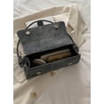 thumbnail image 5 of Women's Black Suede Shoulder Bag, Vintage Underarm Handbag with Knot Strap, Flap Closure Purse, Classic Evening Bag, 5 of 7