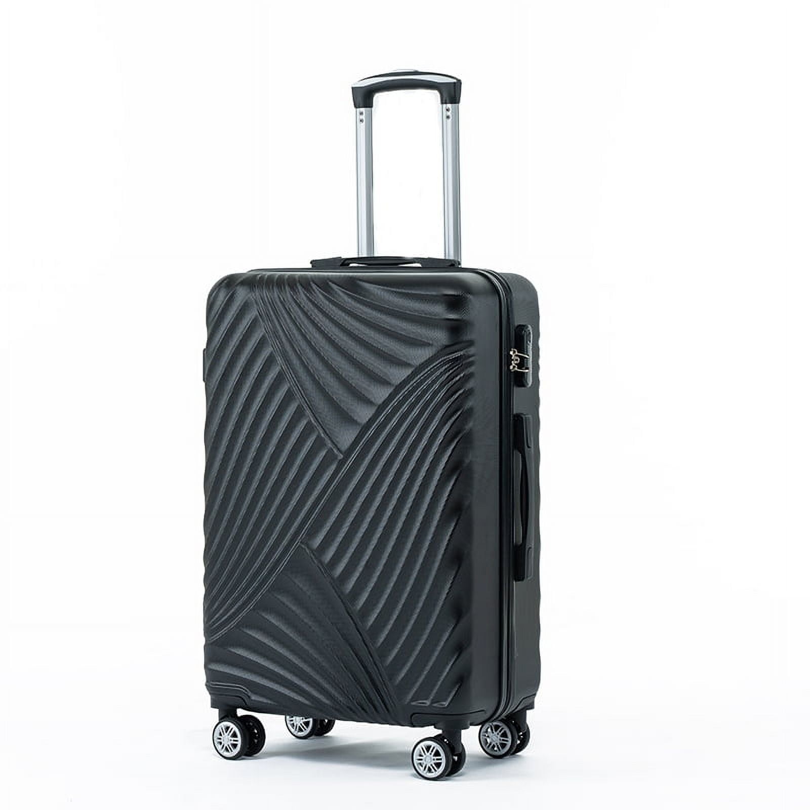 Resenkos 3Pcs Traveling Luggage Set, Portable Large Capacity Luggage Bags for Travel, Rolling Storage Suitcase with 28" Dust Cover, Black, 20"+24"+28"