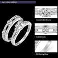 thumbnail image 5 of 925 Sterling Silver Princess Cut Cubic Zirconia Clover Womens Wedding Engagement Ring Set, 5 of 6
