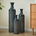 thumbnail image 5 of S-HOME Contemporary Decorative Metal Vases Set of 3 Matte Finish  with Textured Pattern for Home & Event Decor 19.69 to 32.68 Inch, Black, 5 of 12