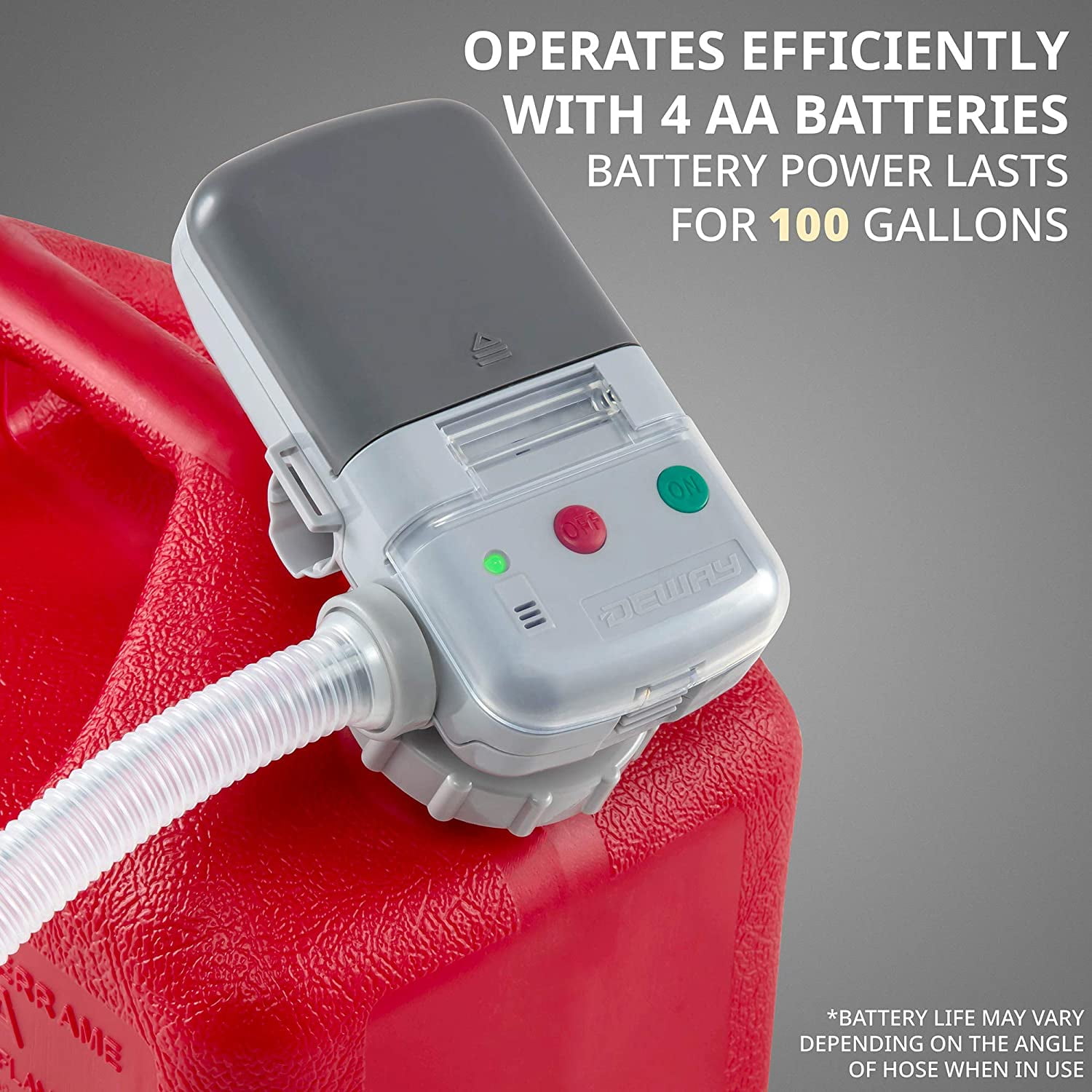 Deway Automatic Fuel Transfer Pump with Auto-Stop, AA Battery Powered