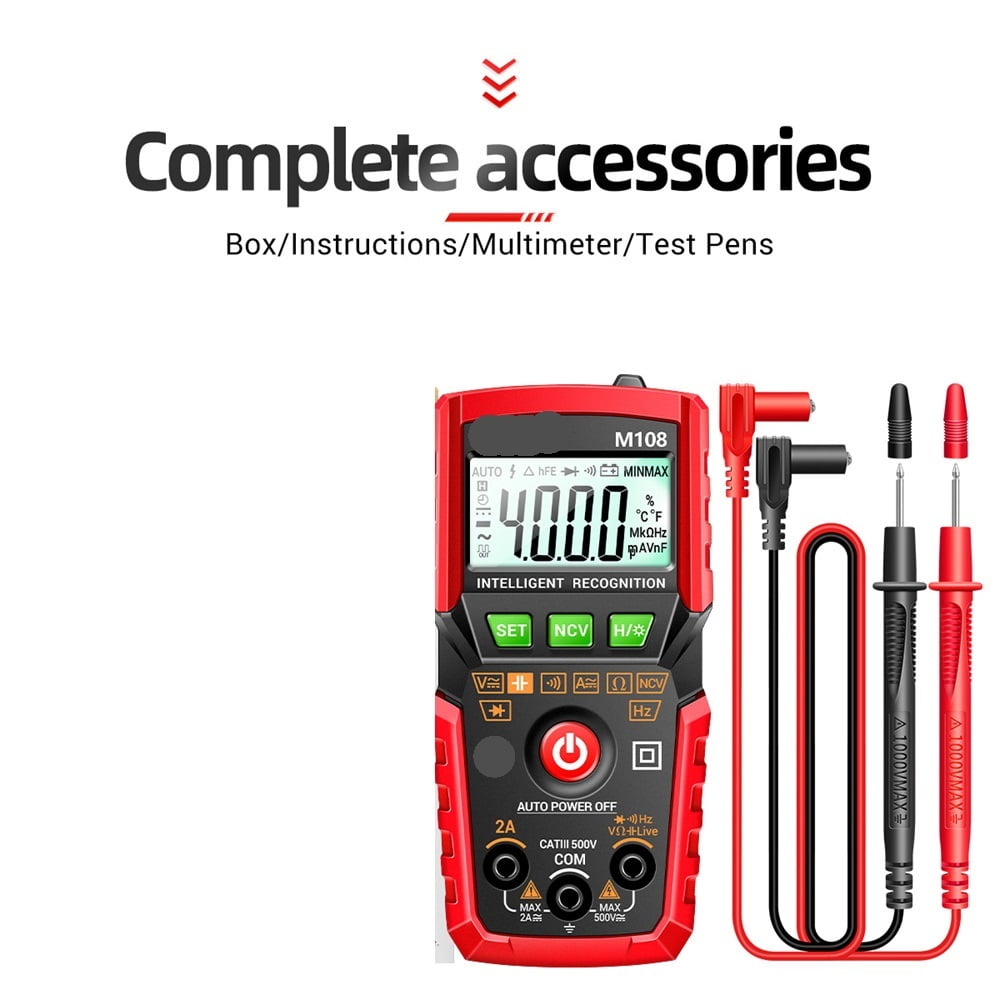 Mini Digital Multimeter 4000 Counts Non Contact Current Voltage Tester Resistance Capacitance Meter ,High&Low Sensitivity