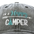 thumbnail image 4 of DALIX Womens Happy Camper Hat Soft Cotton Camping Caps in Washed Black - Teal, 4 of 6