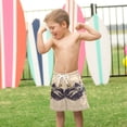 thumbnail image 4 of FORMRS Boys Swim Trunks Quick Dry Mesh Liner Boardshorts Sizes XS-XL, Beige Record, 4 of 7