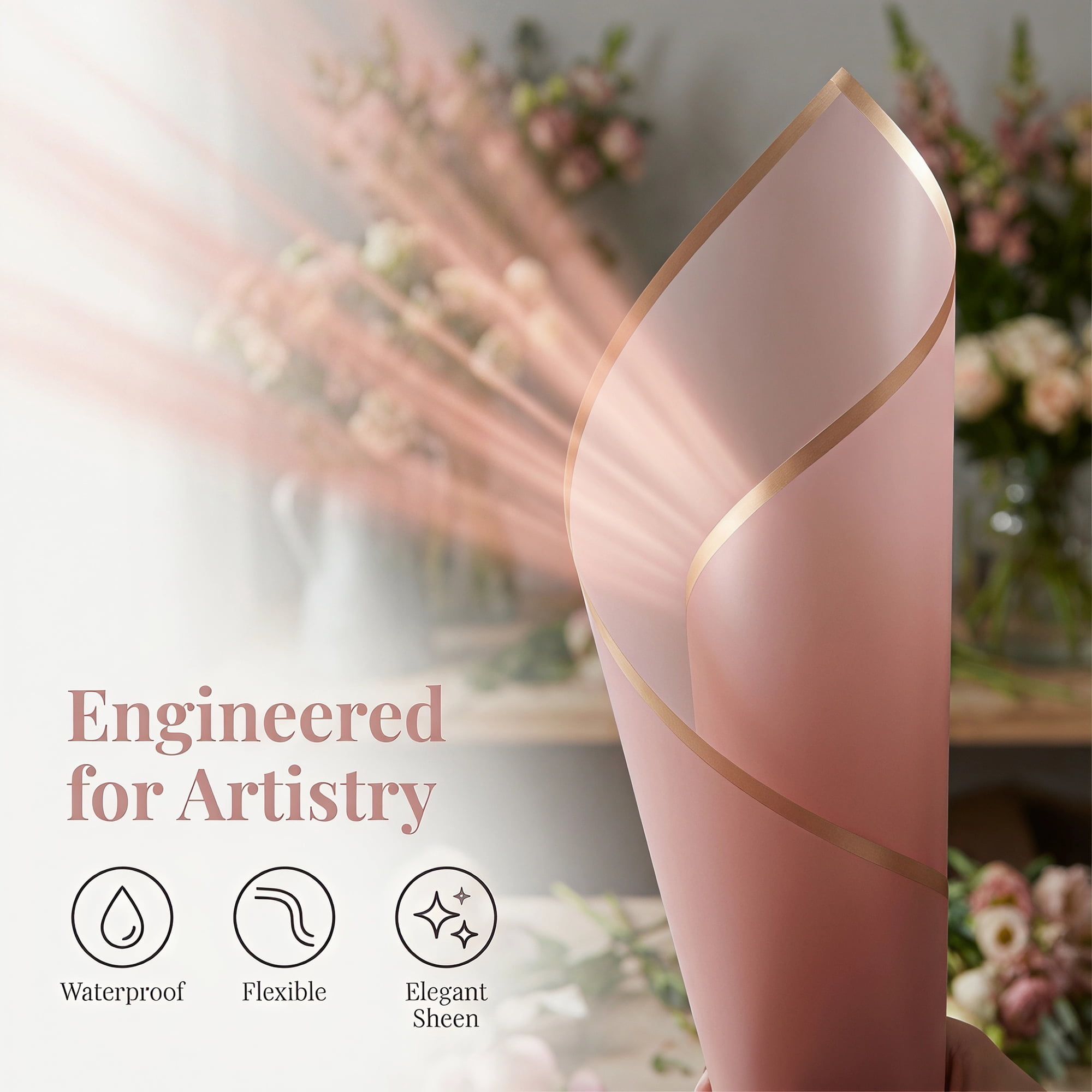 Unique Bargains 20Pcs Waterproof Matte Gift Wrapping Paper Sheets Light Pink 22" x 22"