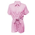 thumbnail image 6 of Roncen Women's Striped Shirt & Shorts Set - Casual Button-Down Collar Long Sleeve Two-Piece Outfit with Comfortable Fit & Stylish Design, 6 of 7