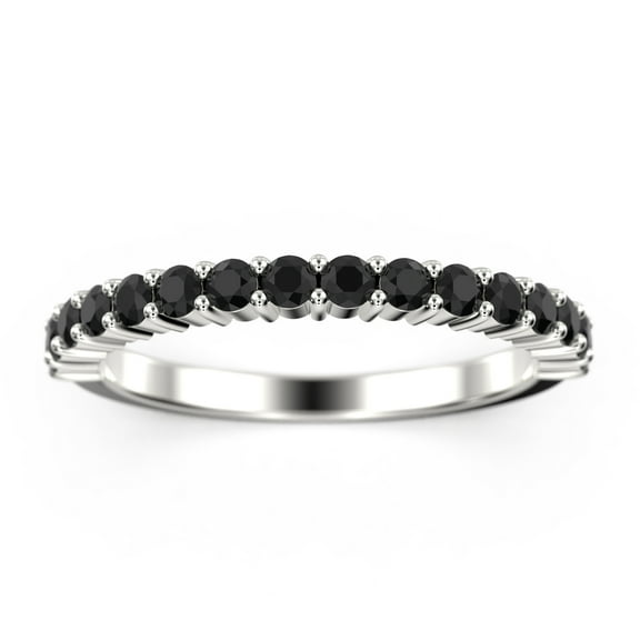 0.80ct Shared Prong black diamond moissanite 10k White Gold Wedding Band