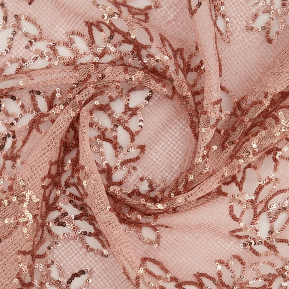 Zelouf Willow Floral Metallic Yarn W/sequins  , Sewing, DIY, Crafts Fabric by the Yard, Blush, 3 Yard