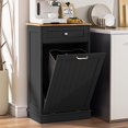 thumbnail image 4 of 13 Gallons Tilt Out Trash Cabinet Freestanding Kitchen Hidden Trash Bin Cabinet with Hideaway Drawer  Proof Trash Can Holder for Kitchen Living Room, Black, 4 of 7