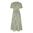 thumbnail image 4 of Staron Liquidation Robes pour Femmes 2025 Décontracté Été Manches Courtes Robe Maxi Smockée Plage Bohème Longue Fluide Col Rond à Étages Coupe Trapèze Robes avec Poches Jaune P, 4 of 4