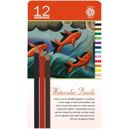 Pentalic Watercolor Pencil Tin 12 Color Set (Best Watercolor Pencils For Dolls)